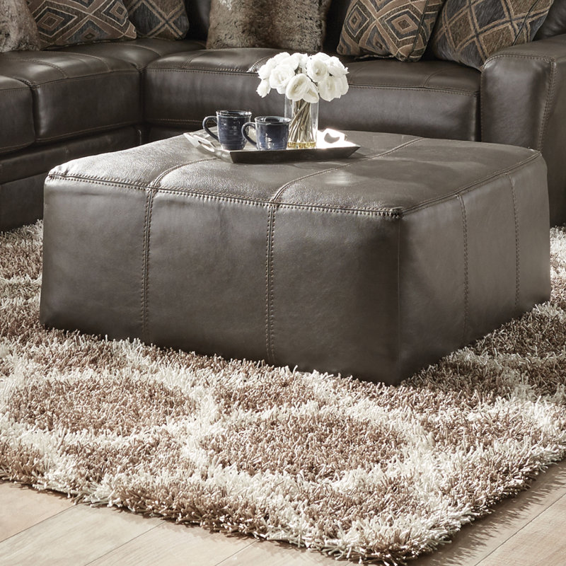 Loon Peak® Hopwood 40" Genuine Leather Square Cocktail Ottoman Wayfair.ca